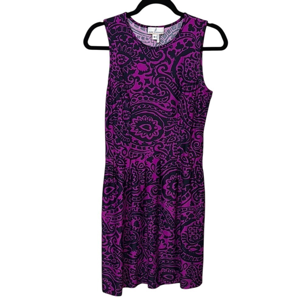 Jude Connally Purple MiniSundress Sleeveless Crew Neck Beth Style